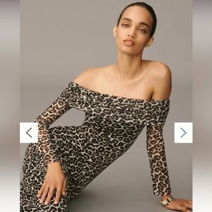 New W/ Tags AFRM Long-Sleeve Off-The-Shoulder Mesh Maxi Dress